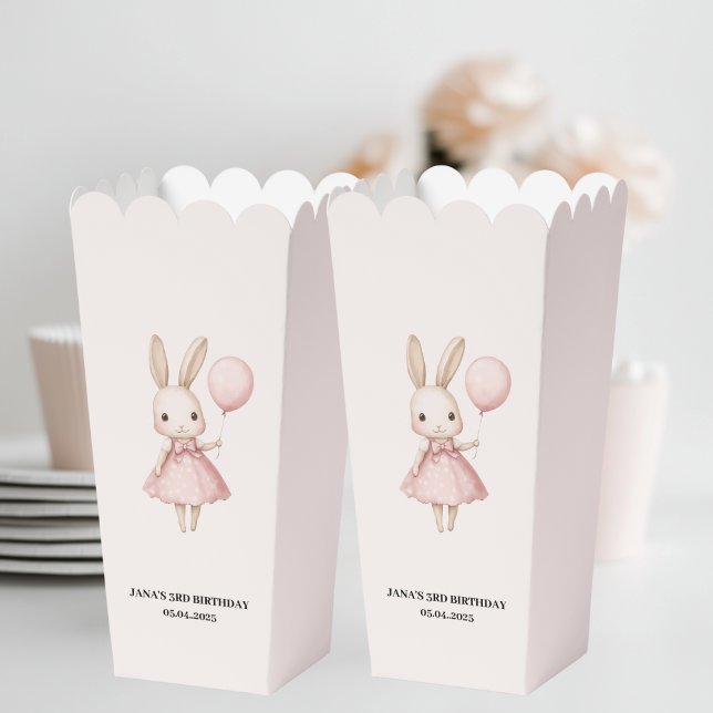 : Pink Pastel Bunny Easter Kids Birthday Favor Boxes (Creator Uploaded)