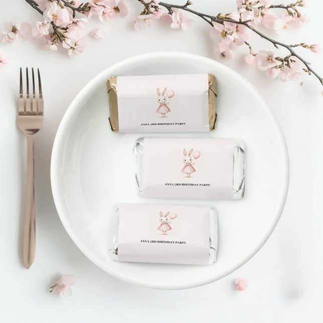 Pink Pastel Bunny Easter Kids Birthday  Hershey's Miniatures (Creator Uploaded)