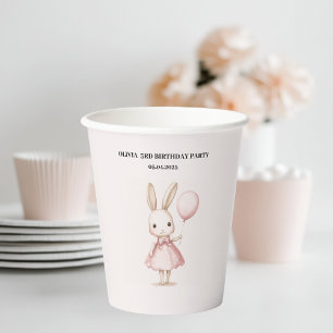 Pink Pastel Bunny Easter   Kids Birthday  Paper Cups