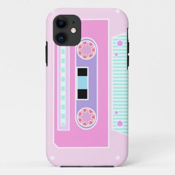 Pink Pastel Cassette Iphone 11 Case by OrganicSaturation at Zazzle
