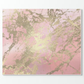 Pink Pastel Champaigne Gold Marble Metallic Stroke Wrapping Paper (Flat)
