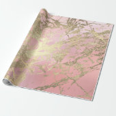 Pink Pastel Champaigne Gold Marble Metallic Stroke Wrapping Paper (Unrolled)