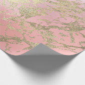 Pink Pastel Champaigne Gold Marble Metallic Stroke Wrapping Paper (Corner)