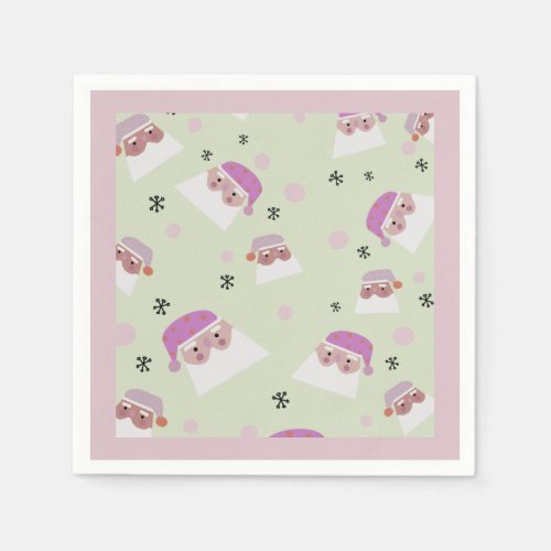 Pink Pastel Christmas Santa Napkins