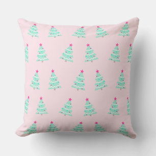 Pink Pastel Christmas Throw Pillow