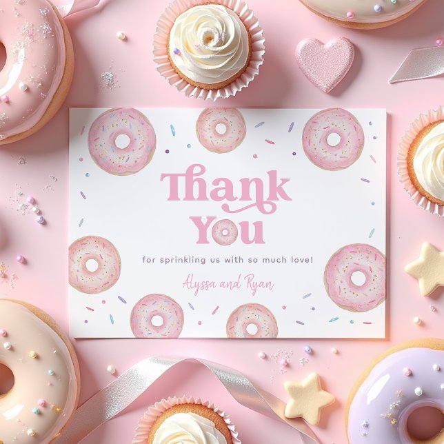 Pink Pastel Donut Baby Sprinkle Thank You Card (Creator Uploaded)