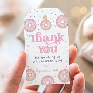 Pink Pastel Donut Baby Sprinkle Thank You Gift Tags