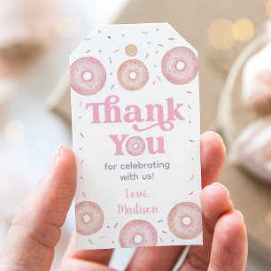 Pink Pastel Donut Birthday Thank You Gift Tags