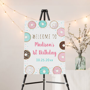 Pink Pastel Donut Birthday Welcome Foam Board