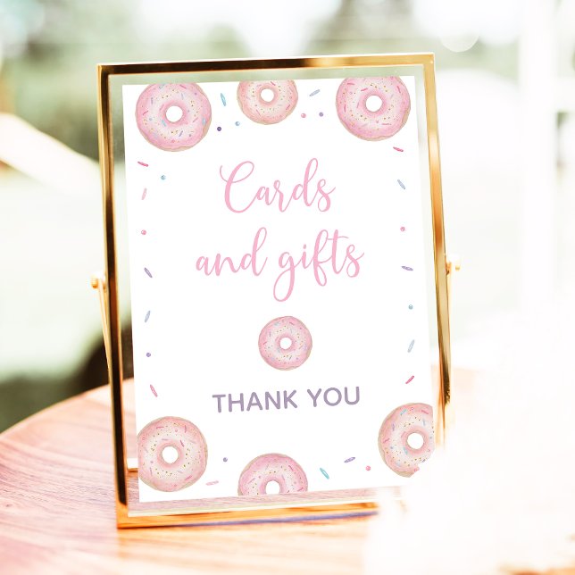 Pink Pastel Donut Cards & Gifts Birthday Sign (Creator Uploaded)