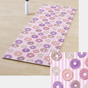 Pink pastel donut illustration colorful yoga mat