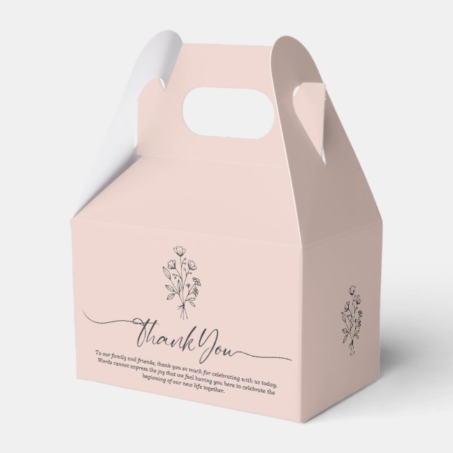 Pink Pastel Elegant Boho Botanical Thank You Favor Boxes