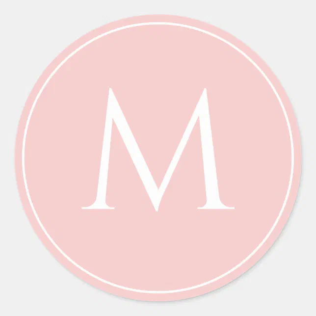 Pink pastel elegant monogram initial classic round sticker | Zazzle