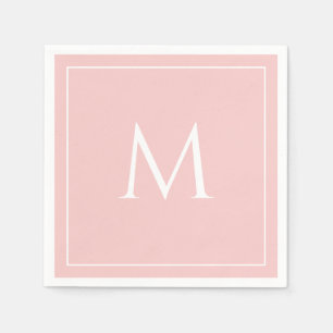 Pink pastel elegant monogram initial napkins