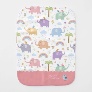 Pink Pastel Elephant Pattern for Little Girl Baby Baby Burp Cloth