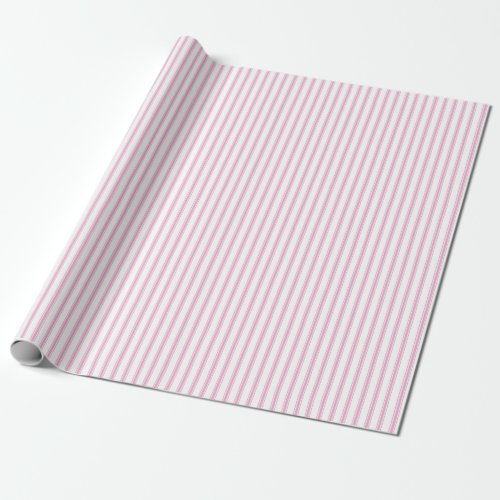 Pink Pastel Farmhouse Rustic Ticking Stripe Gift Wrapping Paper