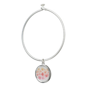 Pink pastel floral field watercolor paint art bangle bracelet