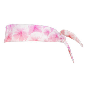 Pink pastel floral field watercolor paint art tie headband
