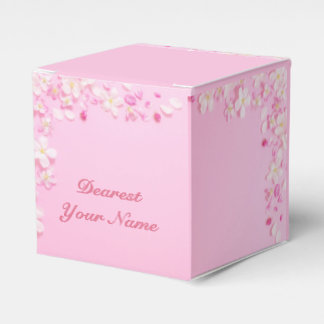 Pink Pastel Floral Petal Personalized Favor Box