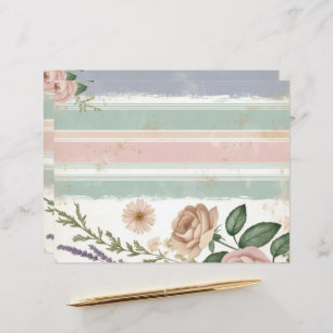 Pink Pastel Floral Striped Scrapbook Paper Crafts