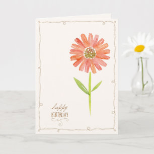 Pink pastel floral watercolor birthday script card