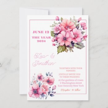Pink Pastel Floral Wedding  Invitation by RenderlyYours at Zazzle