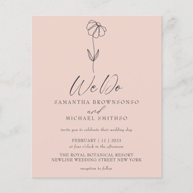 Pink Pastel Flower Botanical Budget We Do Flyer
