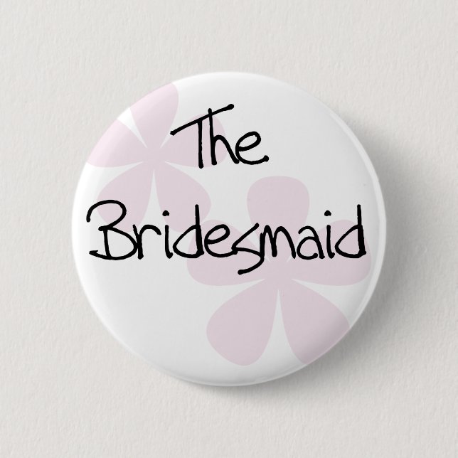 Pink Pastel Flowers Bridesmaid Pinback Button (Front)