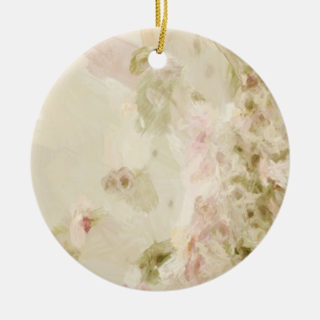 Pink Pastel Flowers Ceramic Ornament (Front)
