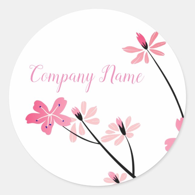 Pink Pastel Flowers Classic Round Sticker (Front)