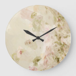Pink Pastel Flowers Large Clock