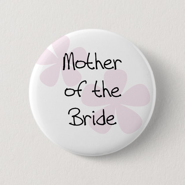 Pink Pastel Flowers Mother of Bride Button (Front)