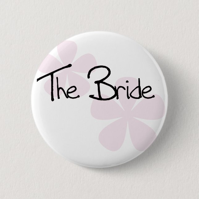Pink Pastel Flowers The Bride Pinback Button (Front)
