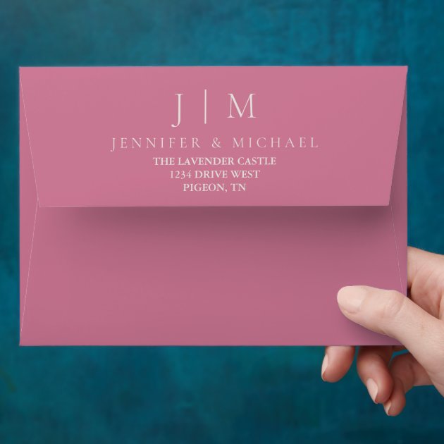 Pink Pastel Formal Modern Minimalist Wedding Envelope