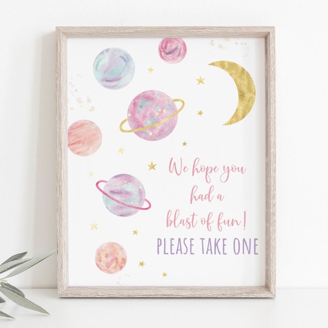 Pink Pastel Galaxy Space Birthday Favor Sign (Creator Uploaded)