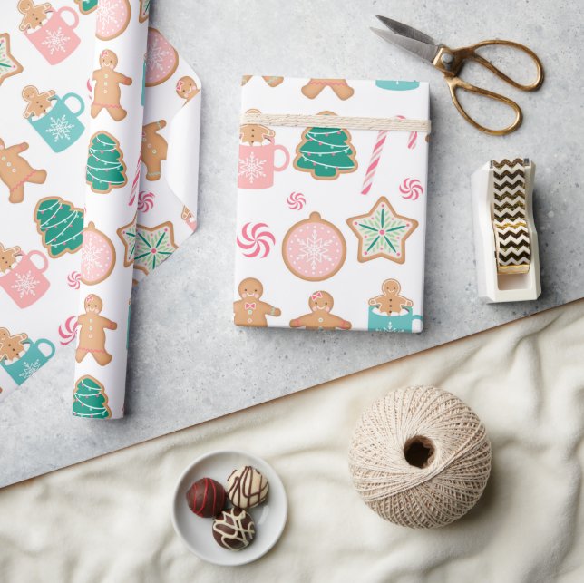 Pink Pastel Gingerbread Cookie Wrapping Paper (Crafts)
