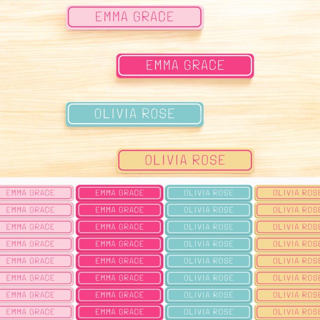 Pink Pastel Girl's Heart School Clothing  Kids' Labels (Creator Uploaded)