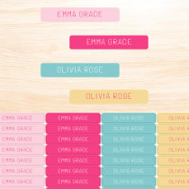 Pink Pastel Girl's Heart School Clothing  Kids' Labels