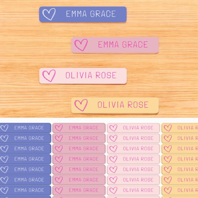 Pink Pastel Girl's Heart School Clothing  Kids' Labels (Creator Uploaded)