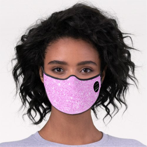 Pink Pastel Glitter Effect Glam Custom Logo Name Premium Face Mask