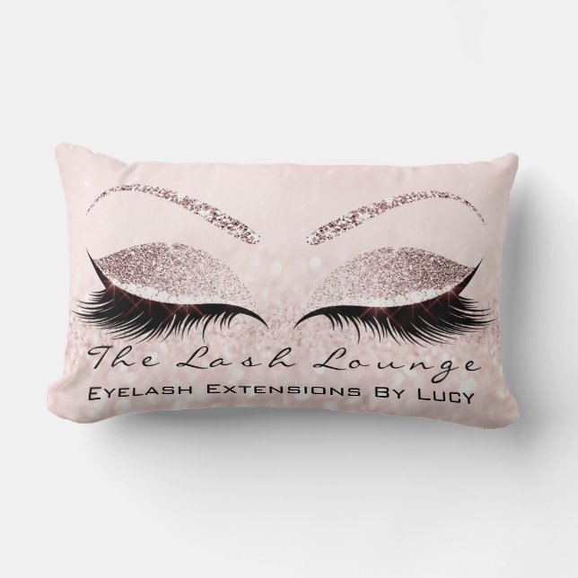 Pink Pastel Glitter Eye Makeup Lashes Beauty Ombre Lumbar Pillow (Front)