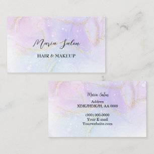 Pink pastel glitter gold watercolor Business Card