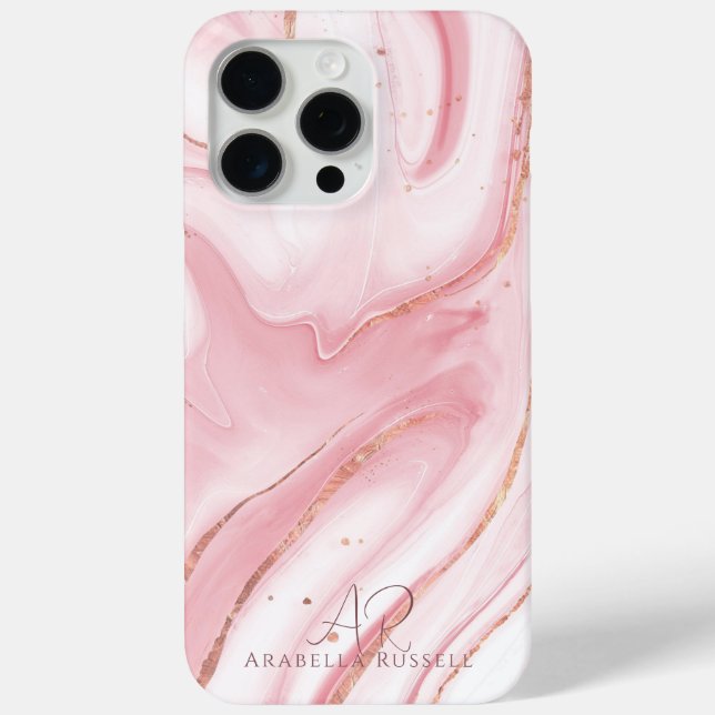 Pink Pastel Gold Glitter Marble Customizable Case-Mate iPhone Case (Back)