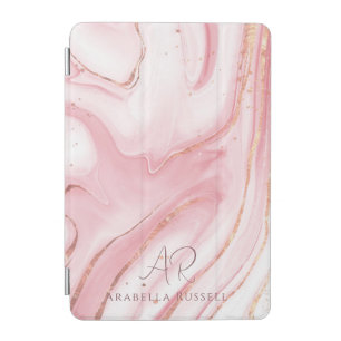 Pink Pastel Gold Glitter Marble Customizable iPad Mini Cover