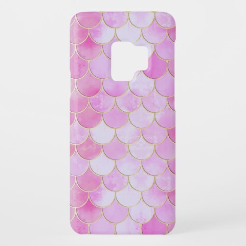 Pink Pastel  Gold Shimmer Mermaid Scale Pattern Case_Mate Samsung Galaxy S9 Case