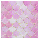 Pink Pastel &amp; Gold Shimmer Mermaid Scale Pattern Fabric