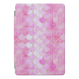 Pink Pastel & Gold Shimmer Mermaid Scale Pattern iPad Pro Cover