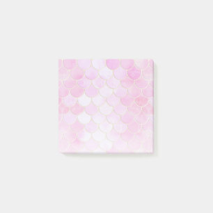 Pink Pastel & Gold Shimmer Mermaid Scale Pattern Post-it Notes