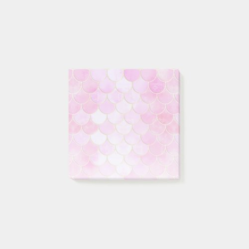 Pink Pastel  Gold Shimmer Mermaid Scale Pattern Post_it Notes