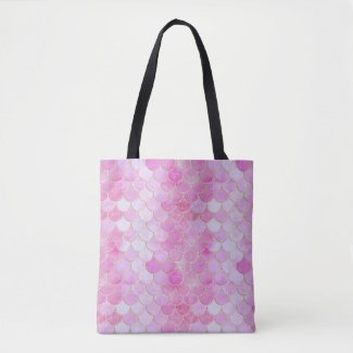 Pink Pastel & Gold Shimmer Mermaid Scale Pattern
